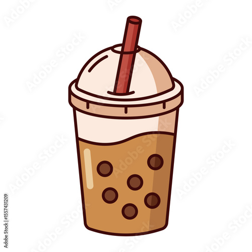 Brown bubble milk tea icon isolated on white background