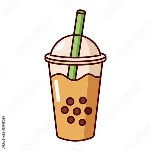 Orange bubble milk tea icon isolated on white background