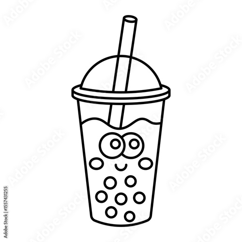 Bubble tea outline icon isolated on white background