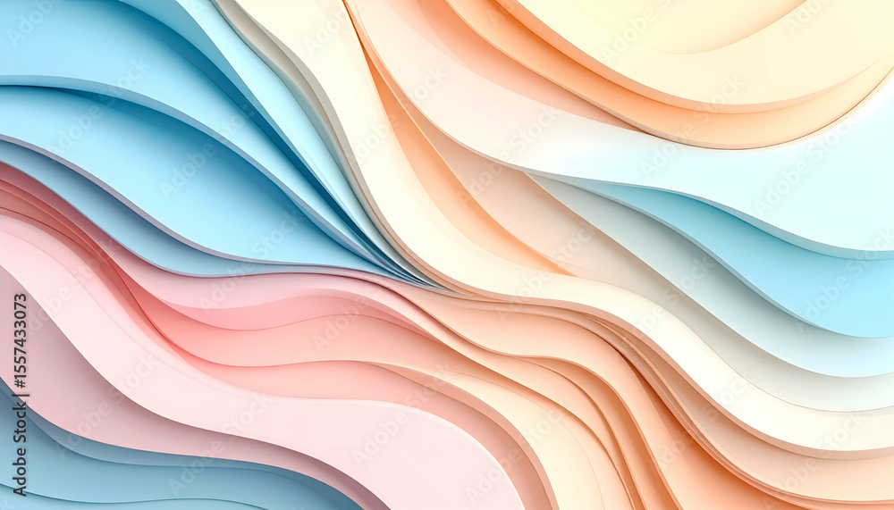 Obraz premium Abstract textured waves in pastel colors with flowing forms and gradients