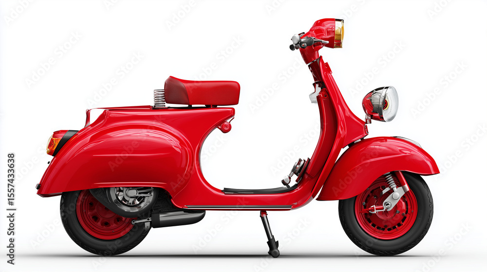 Red scooter isolated on white or transparent background Red scooter isolated on white or transparent background