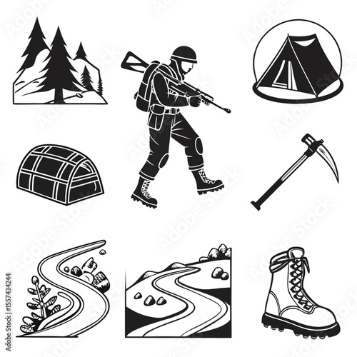 vector illustration of a set of a set of winter