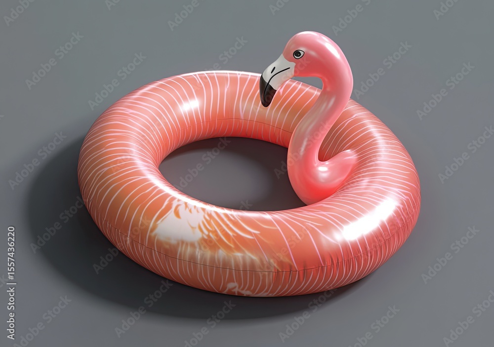 Fototapeta premium Pink flamingo inflatable pool ring (1)