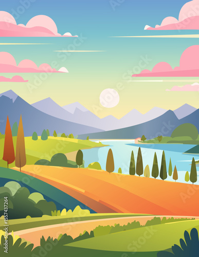 Landscape abstraction sun colorful