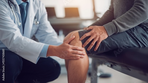 Doctor Examining Patient's Knee in Clinical Setting