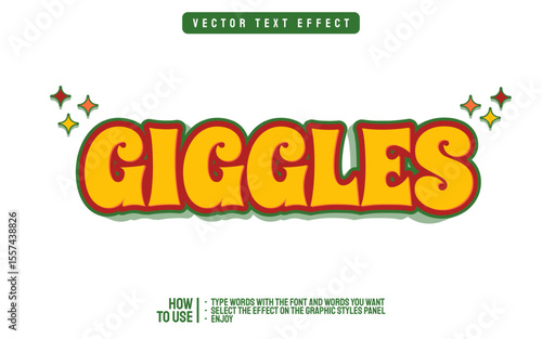 editable giggles 3d text effect
