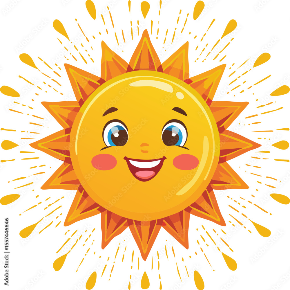 Soleil souriant en illustration flat Soleil souriant en illustration flat