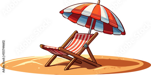 Illustration de parasol et chaise longue en flat