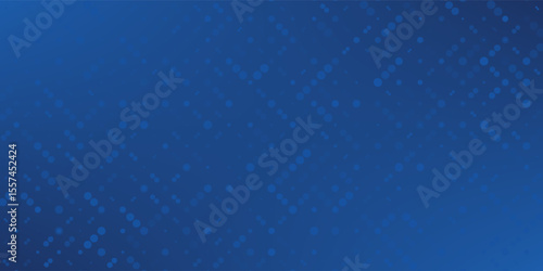 Glowing blue dotted wallpaper. Abstract curved round dot grid texture. Circle halftone pattern background. Dark navy backdrop for technology, business, news, healthcare, medicine design