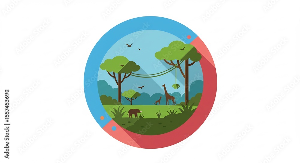 Naklejka premium Pixel Art African Savanna Wildlife Scene