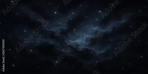 Abstract starry night sky: a vibrant deep blue cosmos with a bright nebula and numerous stars, illustrating the vastness of outer space and galaxies