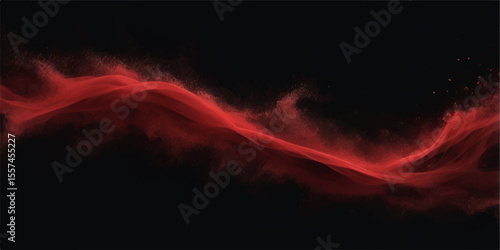 Abstract red smoke waves glow with fiery heat on a black background