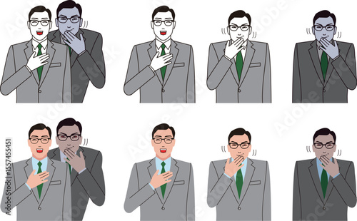 善人と悪人の会社員。人をだます詐欺師のイラスト。