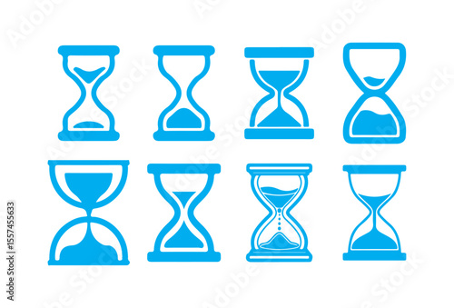Blue Hourglass Icon Set – Time and Countdown Vector Collection. Victor illustration eps 10