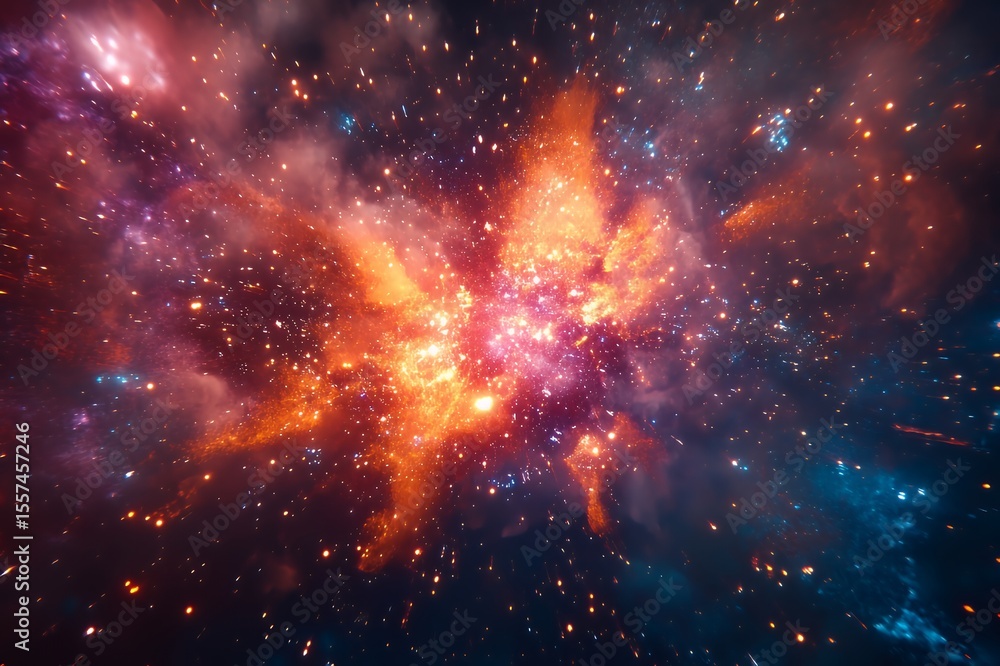 Fototapeta premium Cosmic Explosion Nebula Stellar Burst Fiery Galaxy