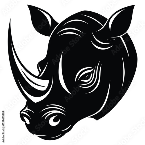 Rhino Head Silhouette with Horn Up Front Design for Power Theme