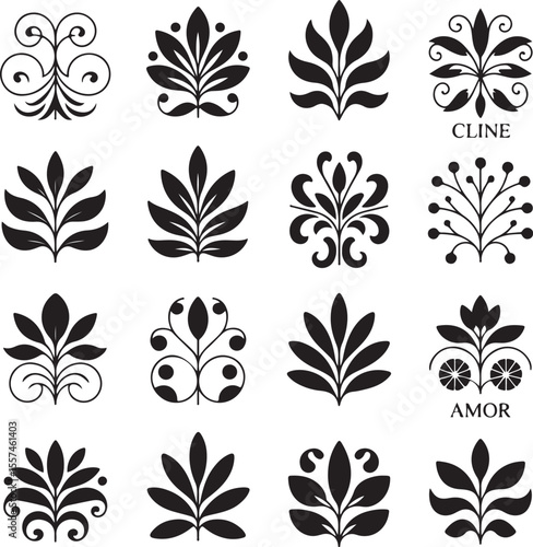 Elegant Floral Vector Designs A Collection of Botanical Emblems and Ornate Flourishes for Creative Projects and Artistic Invitations