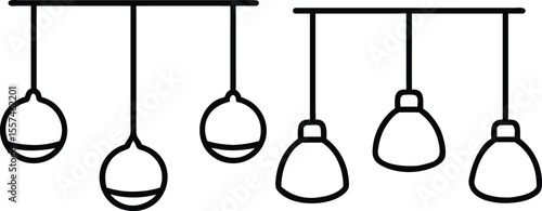 Modern Minimalist Pendant Lights, Interior Design Icon Set, Hanging Lamps, Home Decor Illustrations