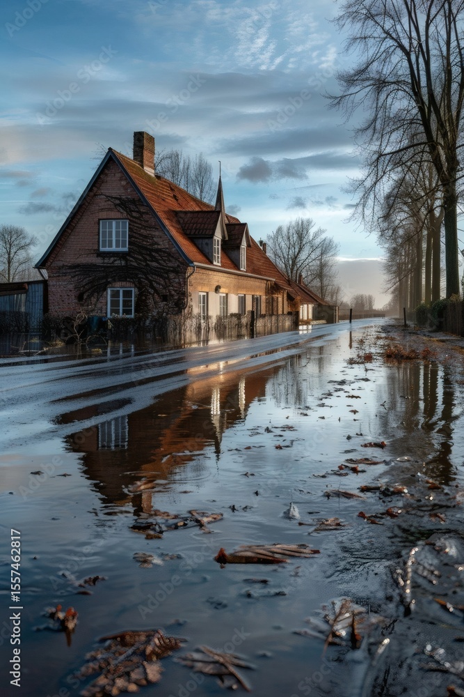 Fototapeta premium The flood, like a ferocious beast