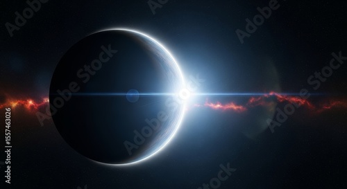 Wallpaper Mural Epic Solar Eclipse with Dramatic Blue and Red Cosmic Clouds in Deep Space Torontodigital.ca