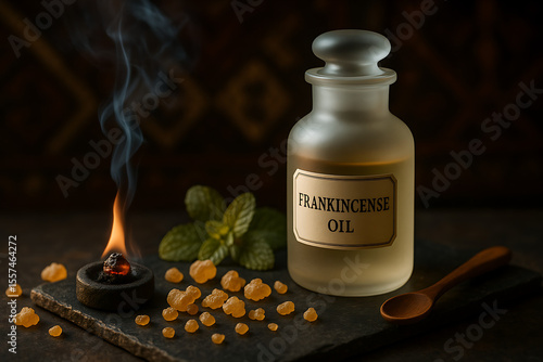 Frankincense Essential Oil with Resin and Charcoal