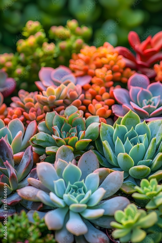 A variety of succulent plants combined together, showcasing rich colors and exuding vitality and liveliness A variety of succulent plants combined together, showcasing rich colors and exuding vitality and liveliness