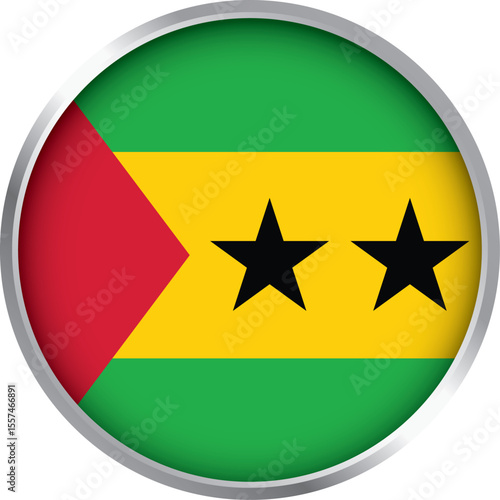 sao tome and principe flag icon with red triangle yellow stripe and two black stars in circular button design

