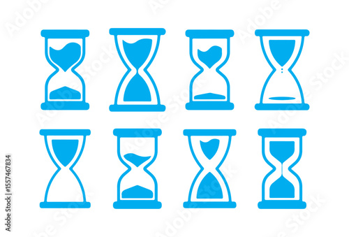 Set of Hourglass Icons in Black Silhouette Style. Victor illustration eps 10