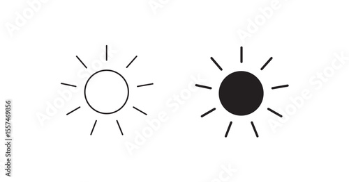 Sun Icon - Solid and Outline Versions