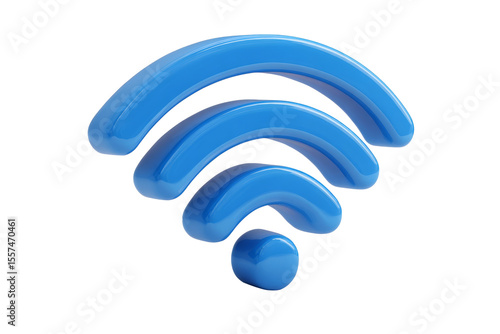 3d blue Wifi wireless internet symbol, isolated on transparent background.