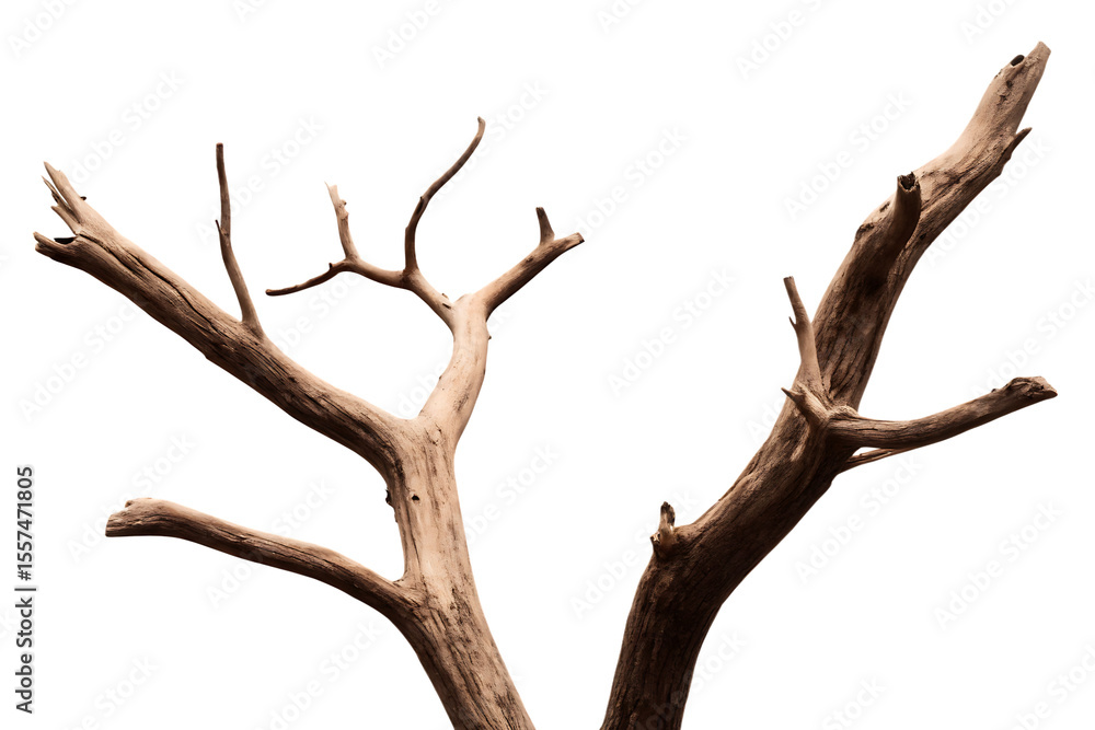 dead tree branches with cracked bark isolated on white background PNG, ai generated dead tree branches with cracked bark isolated on white background PNG, ai generated