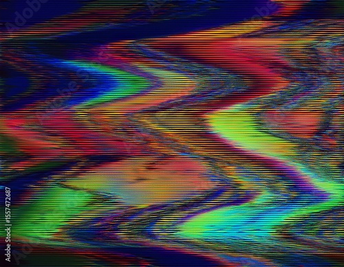 old tv or computer screen glitch error noise and distortions effect colorful abstract overlay background
