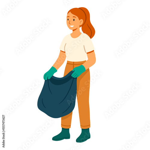 Woman Holding A Trash Bag