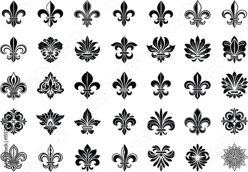 Collection of Fleur-de-Lis Designs 30+ Elegant Black and White Illustrations