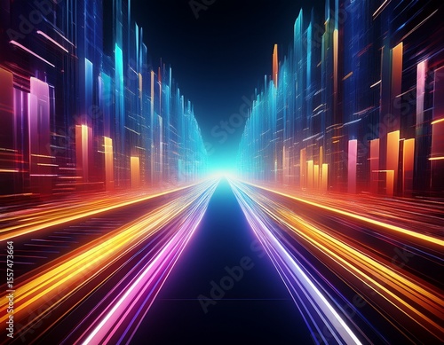 geometric pixelated light trails in stunning display