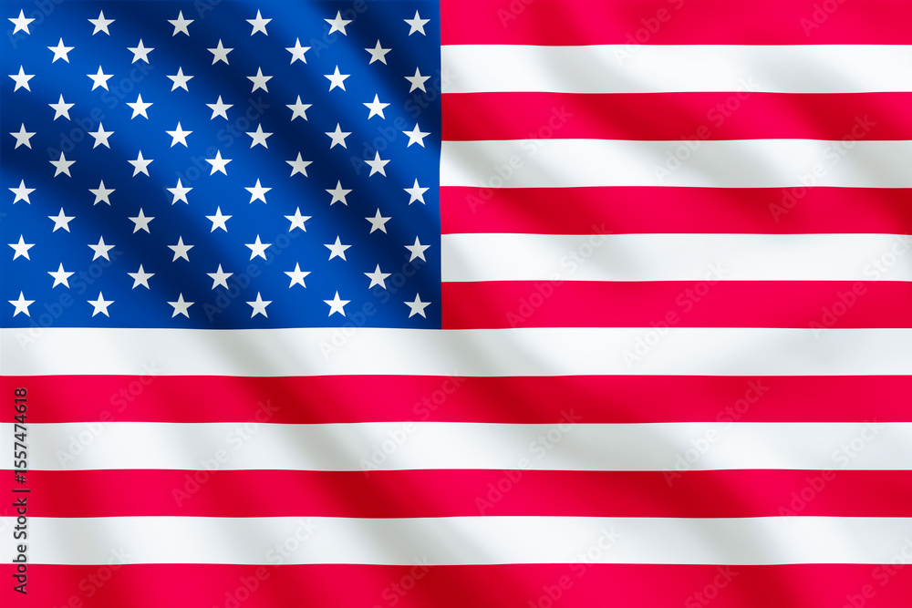 Naklejka premium american flag, usa, United States of America, on the wind, flowing, American flag flying proudly on Independence Day. Symbol of freedom, democracy, and national pride