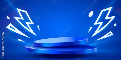 Flash Sale or mega sale banner. Colorful discount sale podium banner, neon pedestal. Vector illustration