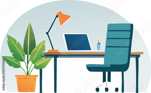 Illustration d’un espace de travail minimaliste à domicile