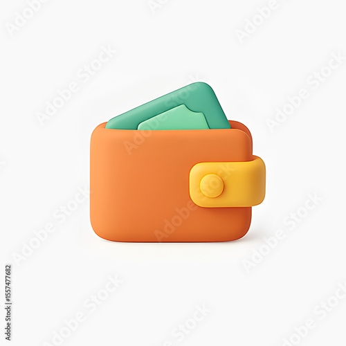 Wallet with Money – 3D Clay Finance Icon