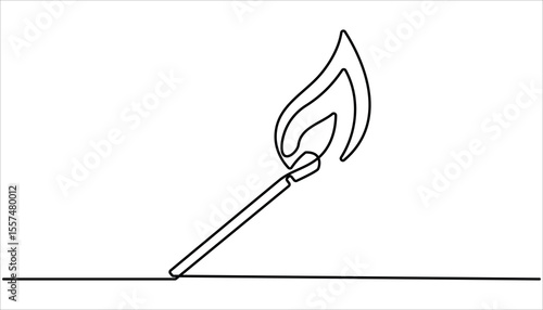 Burning one line continuous hand drawn doodle icon, Burning matches in one continuous line drawing of illustration, simple burning match stick line art vector illustration.



