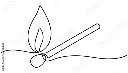Burning one line continuous hand drawn doodle icon, Burning matches in one continuous line drawing of illustration, simple burning match stick line art vector illustration.



