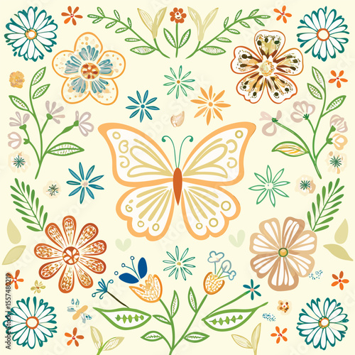 Wallpaper Mural Seamless wallpaper pattern of flowers, roses Elements  Ditsy Flora for partition background Torontodigital.ca