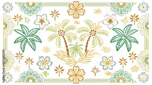 Seamless wallpaper pattern of flowers, roses Elements  Ditsy Flora for partition background