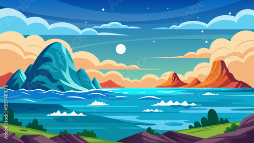 vector illustration of a sea landscape