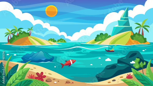 vector illustration of a sea landscape