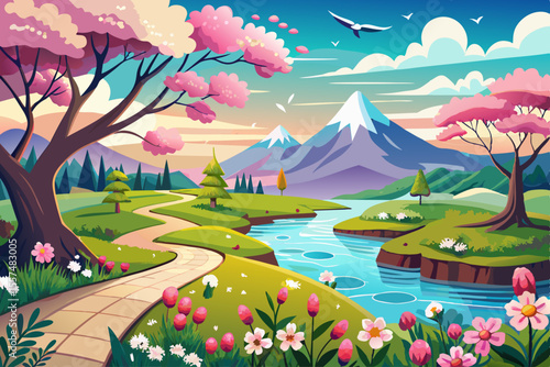 vector of A beautiful view that indicates the arrival of spring...