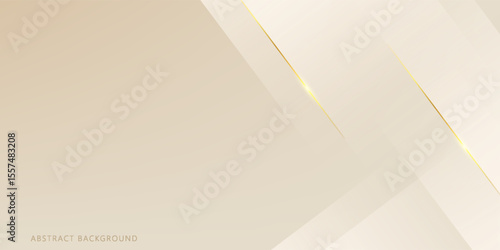 Abstract golden background with white and beige luxury glitter shapes. Golden lines luxury on cream color background.