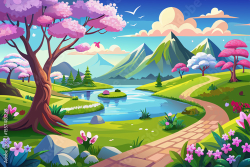 vector of A beautiful view that indicates the arrival of spring...
