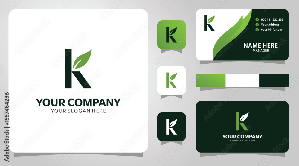 Elegant K logo design with leaf perfect for eco businesses nature inspired branding stylish identity Elegant K logo design with leaf perfect for eco businesses nature inspired branding stylish identity