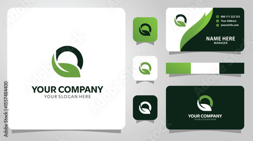 Eco friendly logo design business card template elegant branding nature theme
